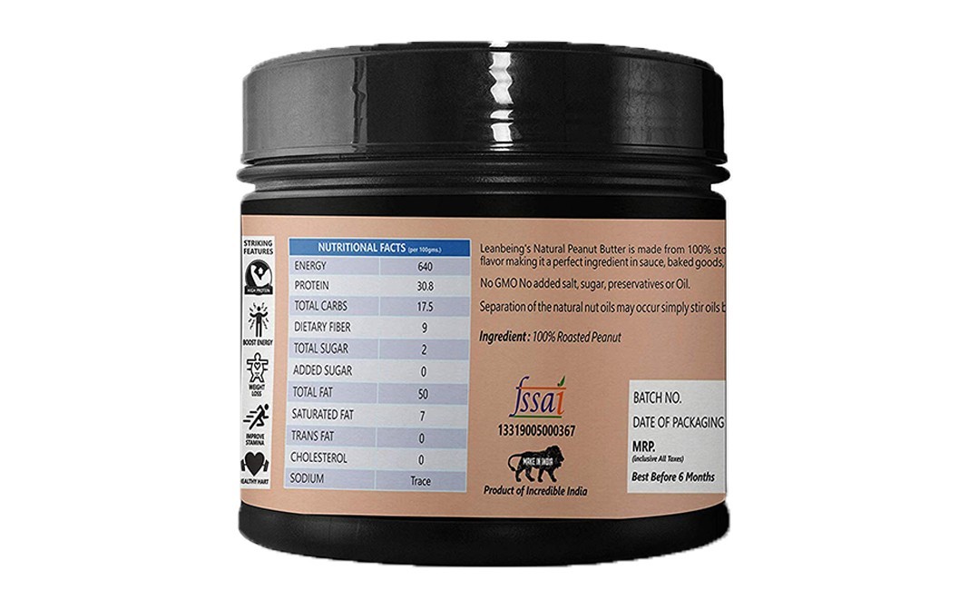 Leanbeing Peanut Butter Creamy    Plastic Jar  500 grams